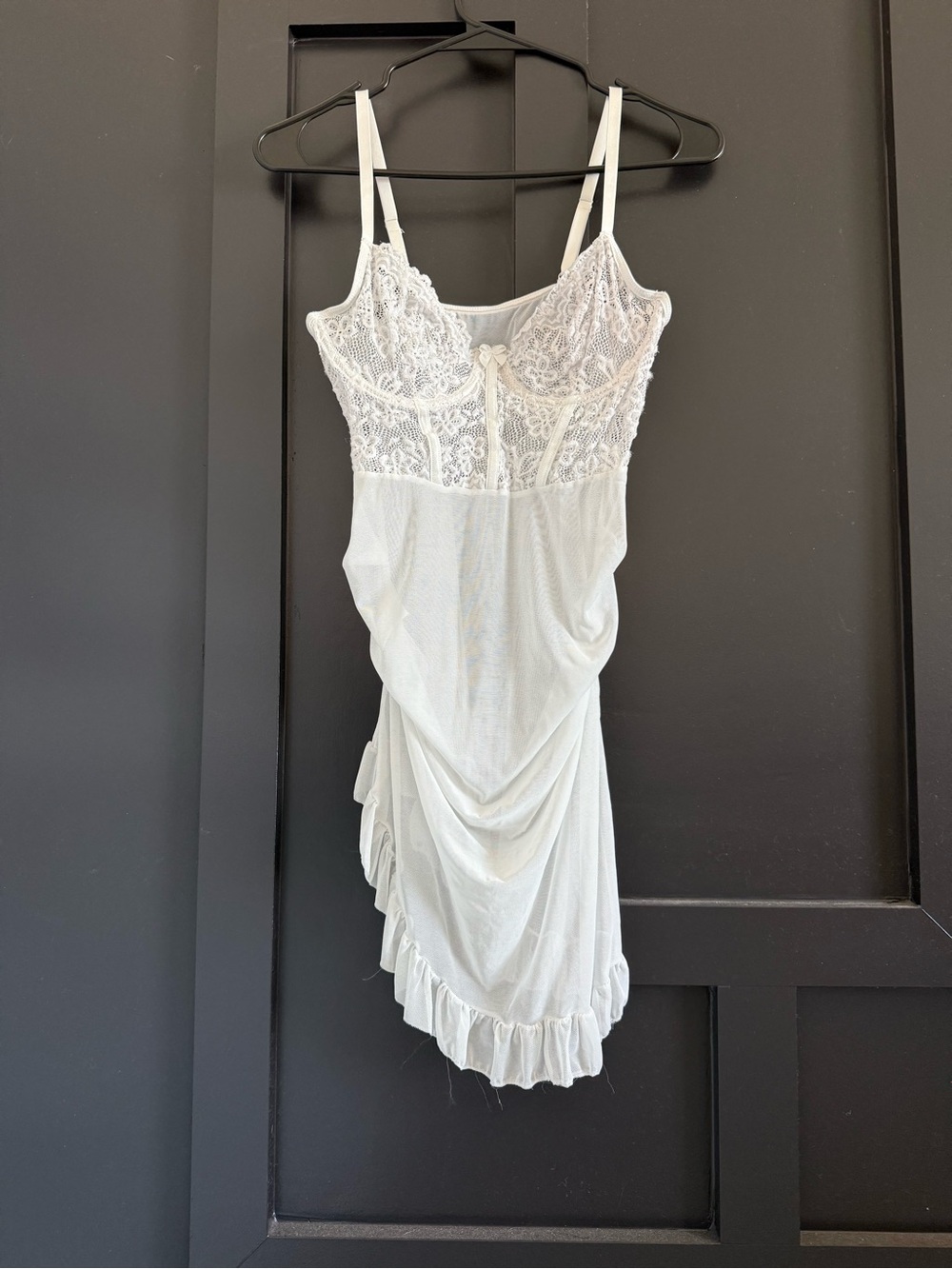 Sheer Lace Chemise Slip in White - Women’s Intimates